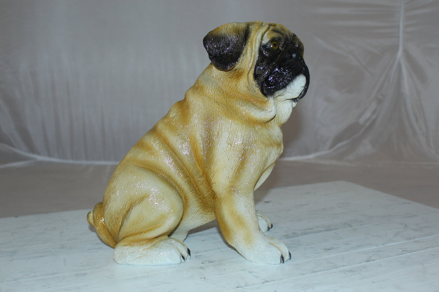 Pug Dog Bronze Statue -  Size: 12"L x 6"W x 11"H. 