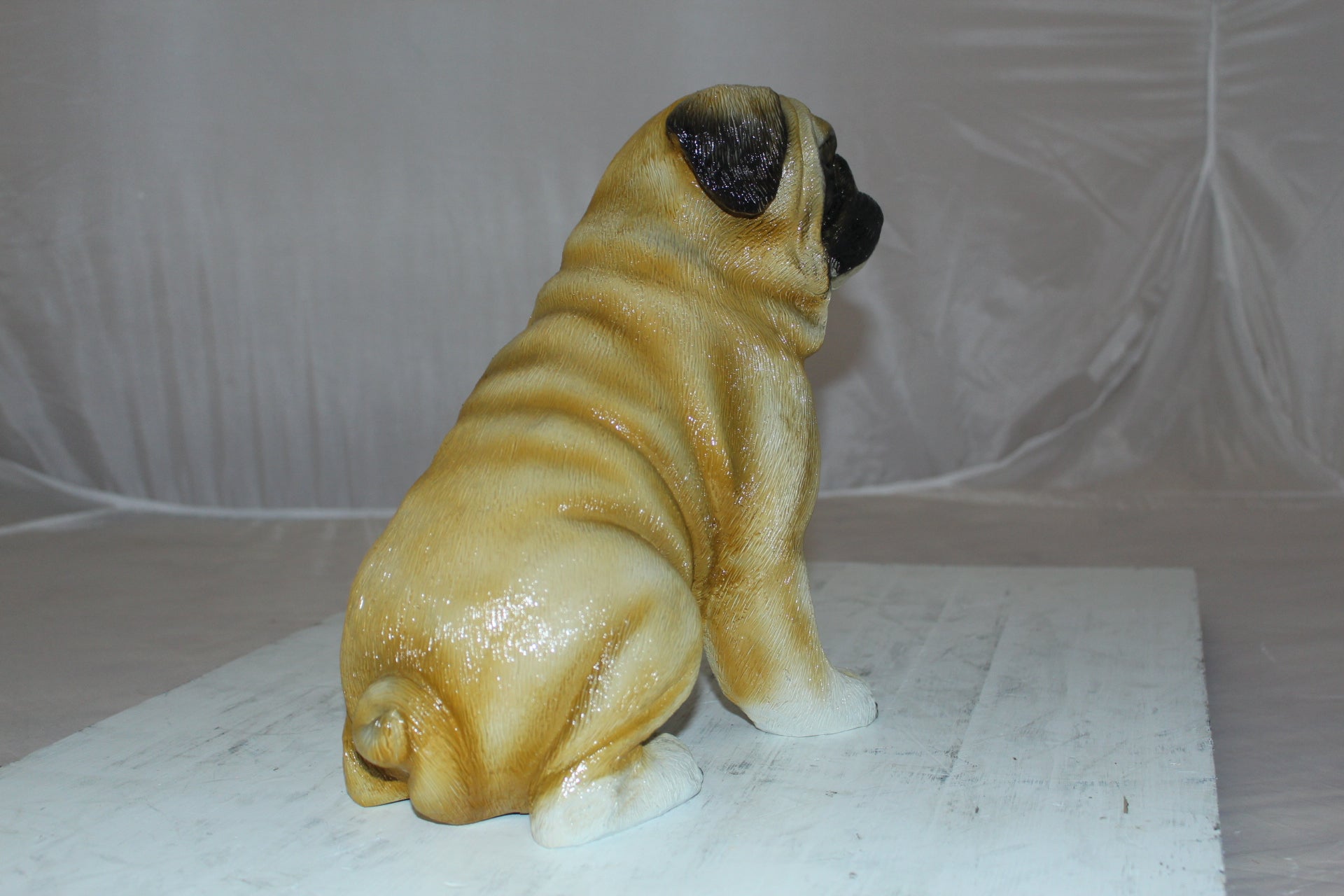 Pug Dog Bronze Statue -  Size: 12"L x 6"W x 11"H. 