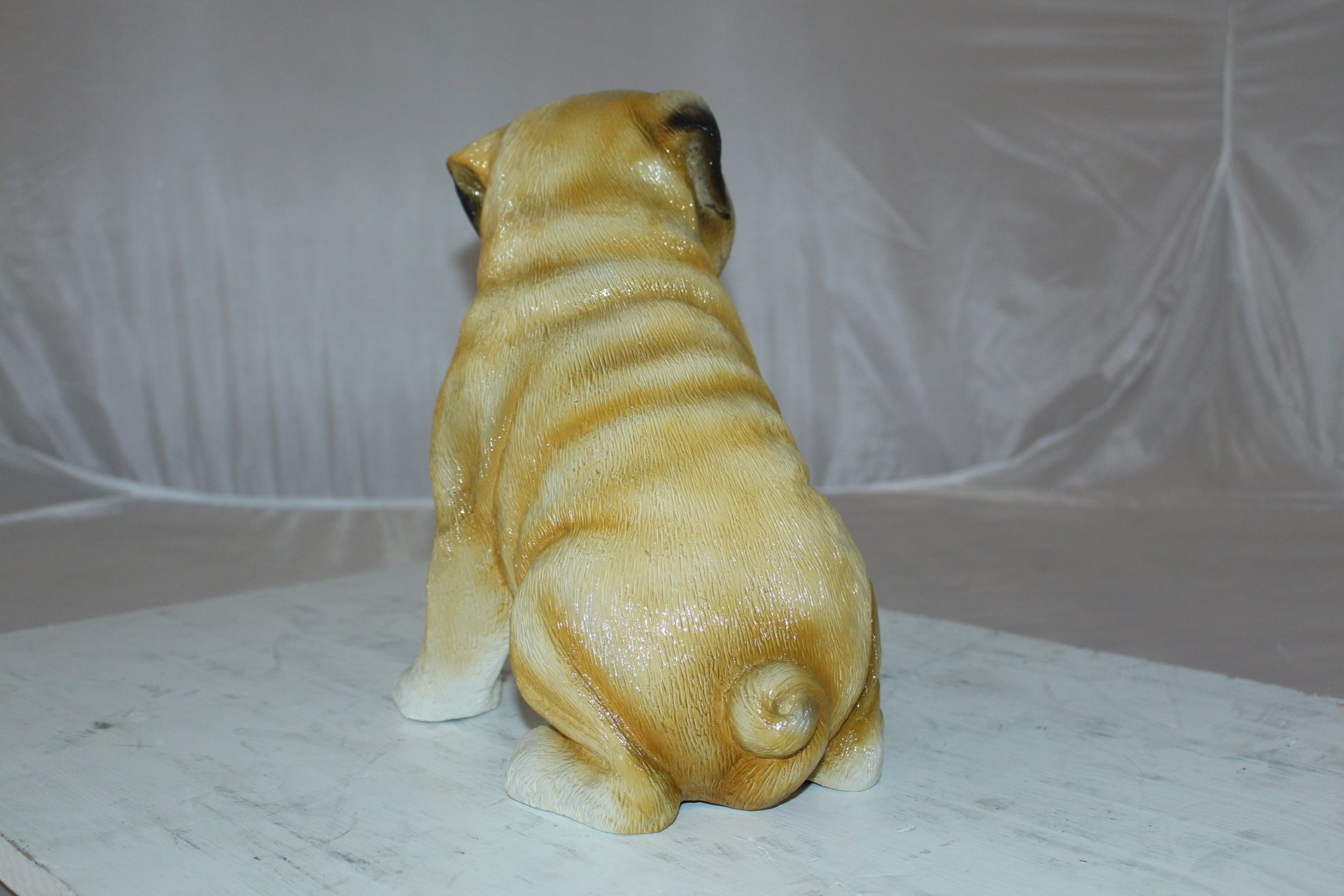 Pug Dog Bronze Statue -  Size: 12"L x 6"W x 11"H. 