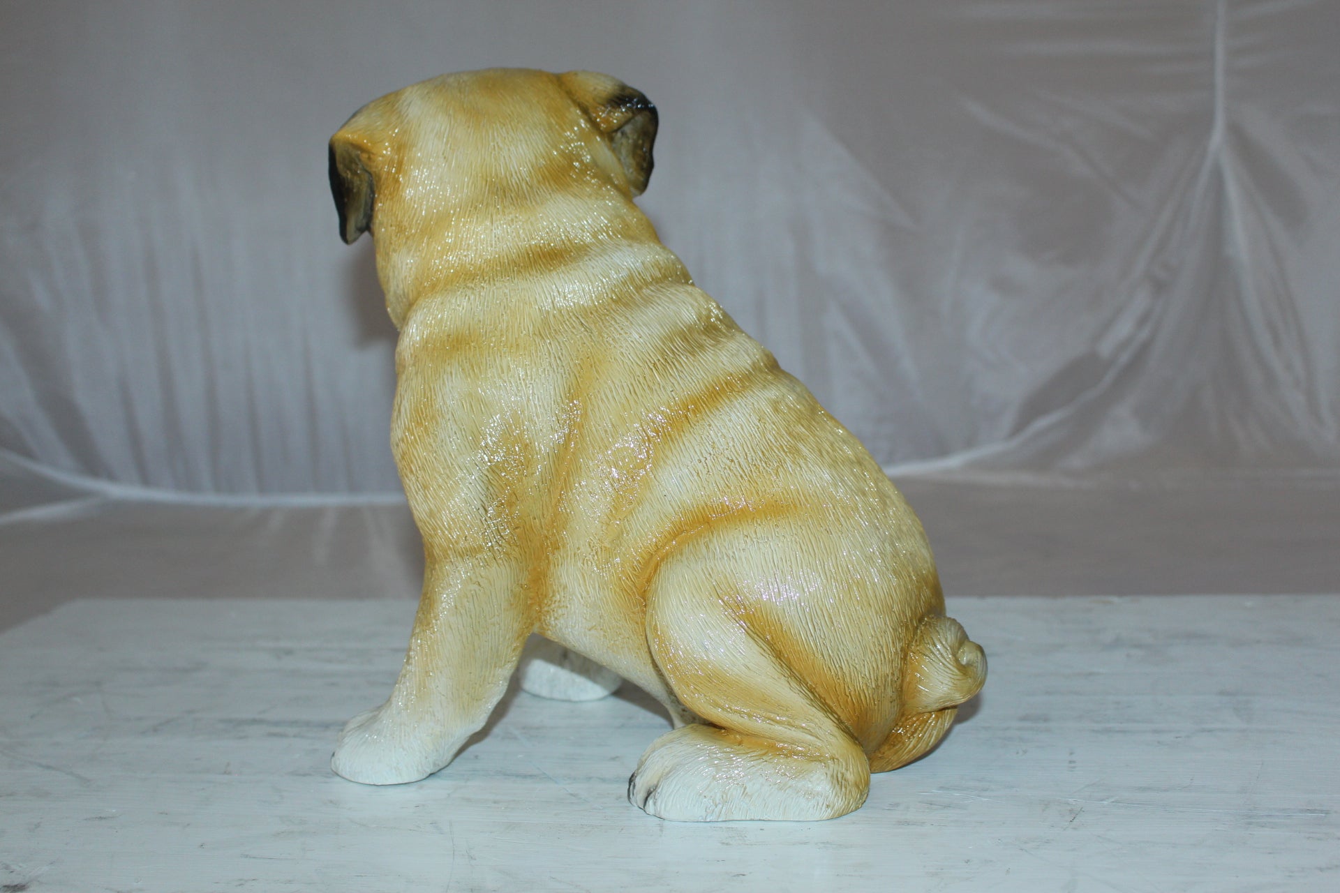 Pug Dog Bronze Statue -  Size: 12"L x 6"W x 11"H. 