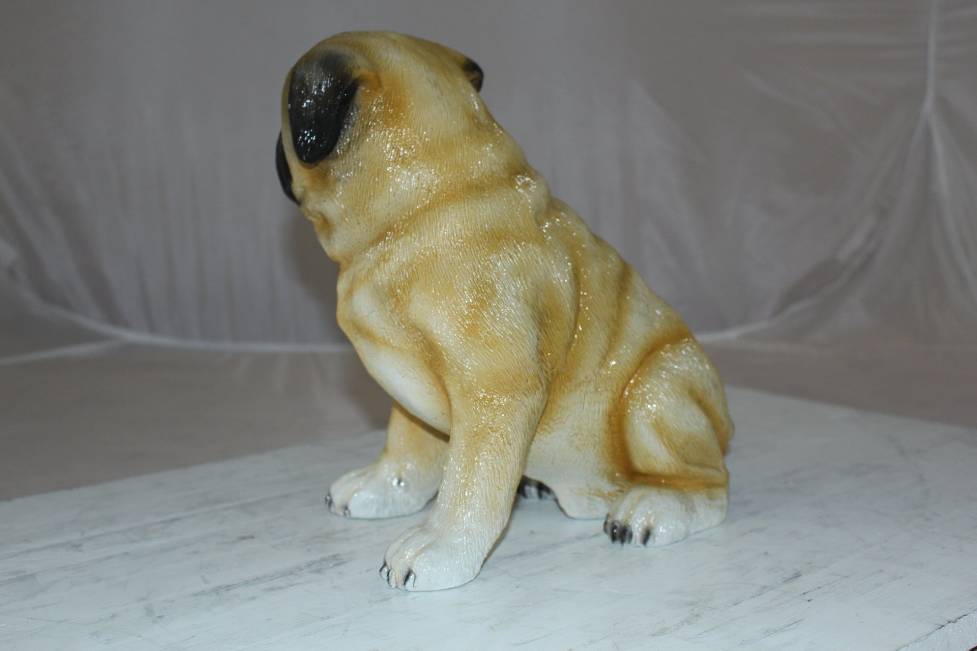 Pug Dog Bronze Statue -  Size: 12"L x 6"W x 11"H. 