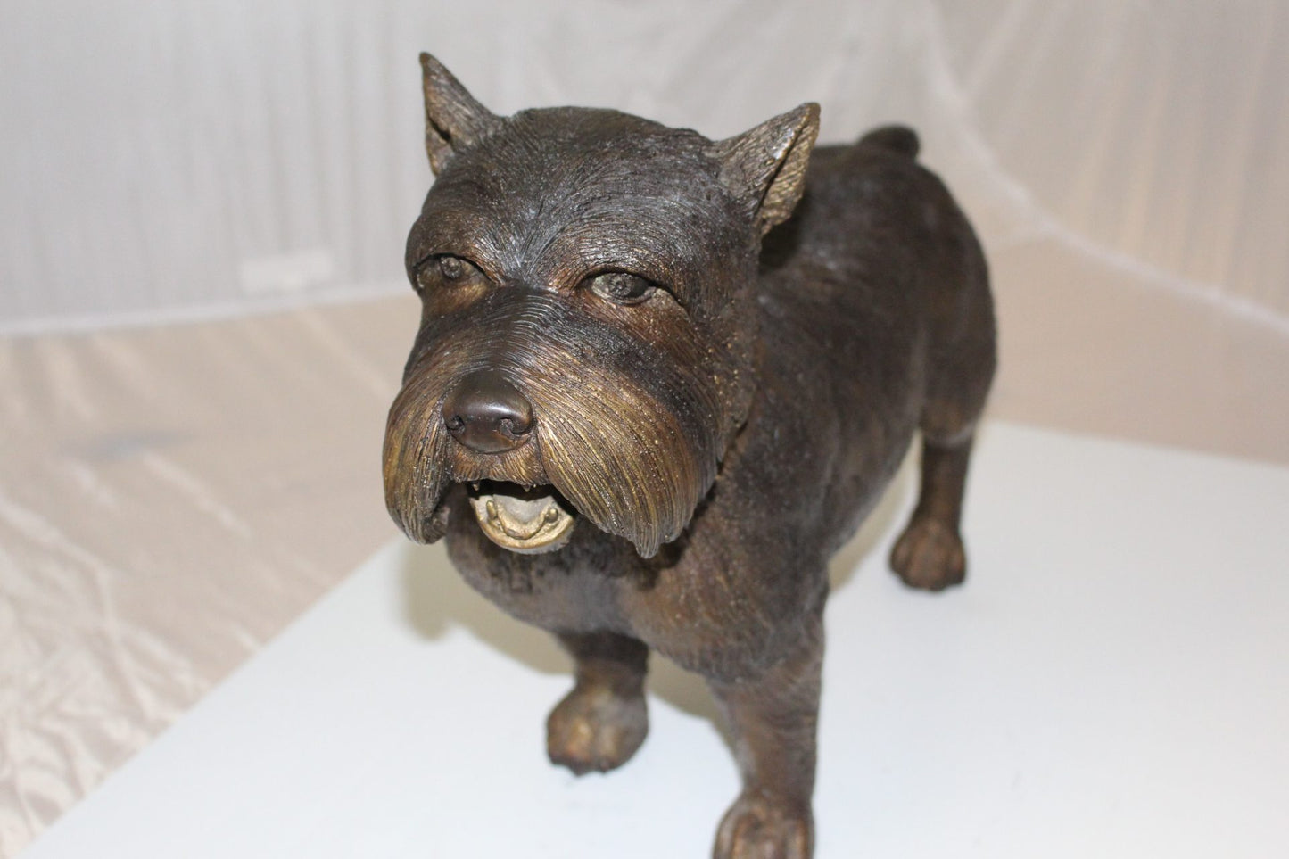 Terrier dog Bronze Statue -  Size: 19"L x 5"W x 14"H. 