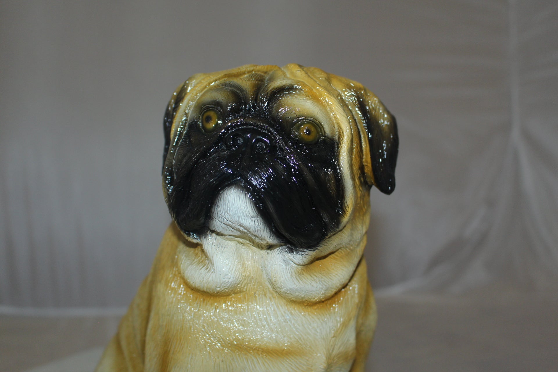 Pug Dog Bronze Statue -  Size: 12"L x 6"W x 11"H. 