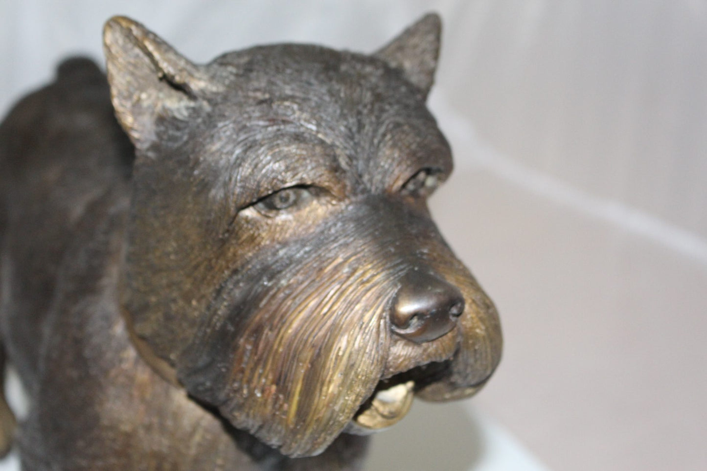 Terrier dog Bronze Statue -  Size: 19"L x 5"W x 14"H. 