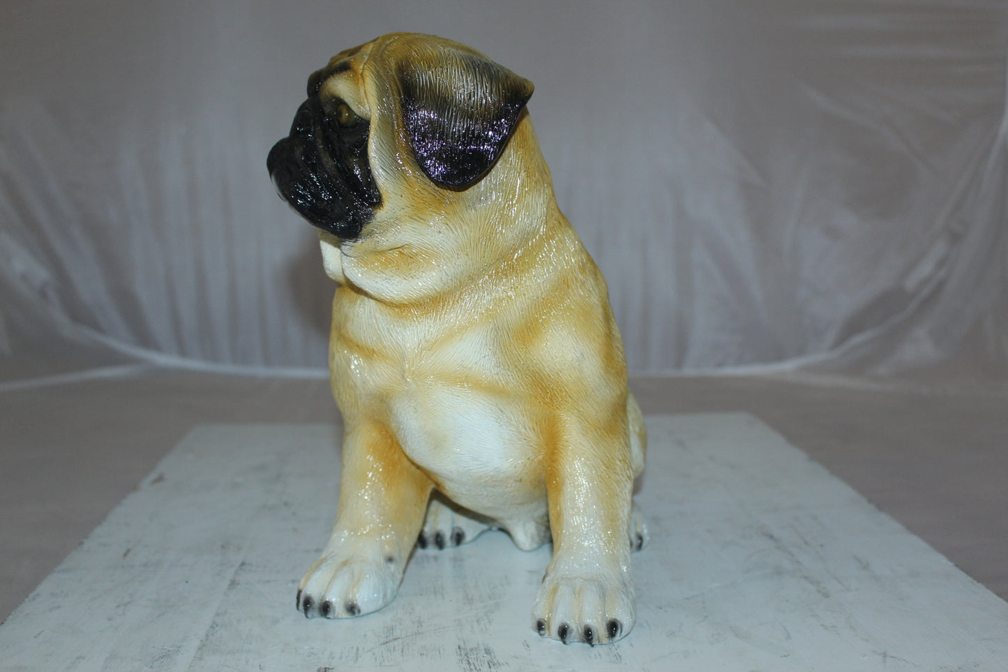 Pug Dog Bronze Statue -  Size: 12"L x 6"W x 11"H. 