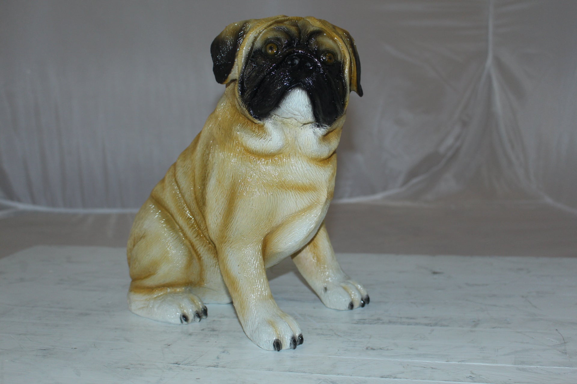 Pug Dog Bronze Statue -  Size: 12"L x 6"W x 11"H. 