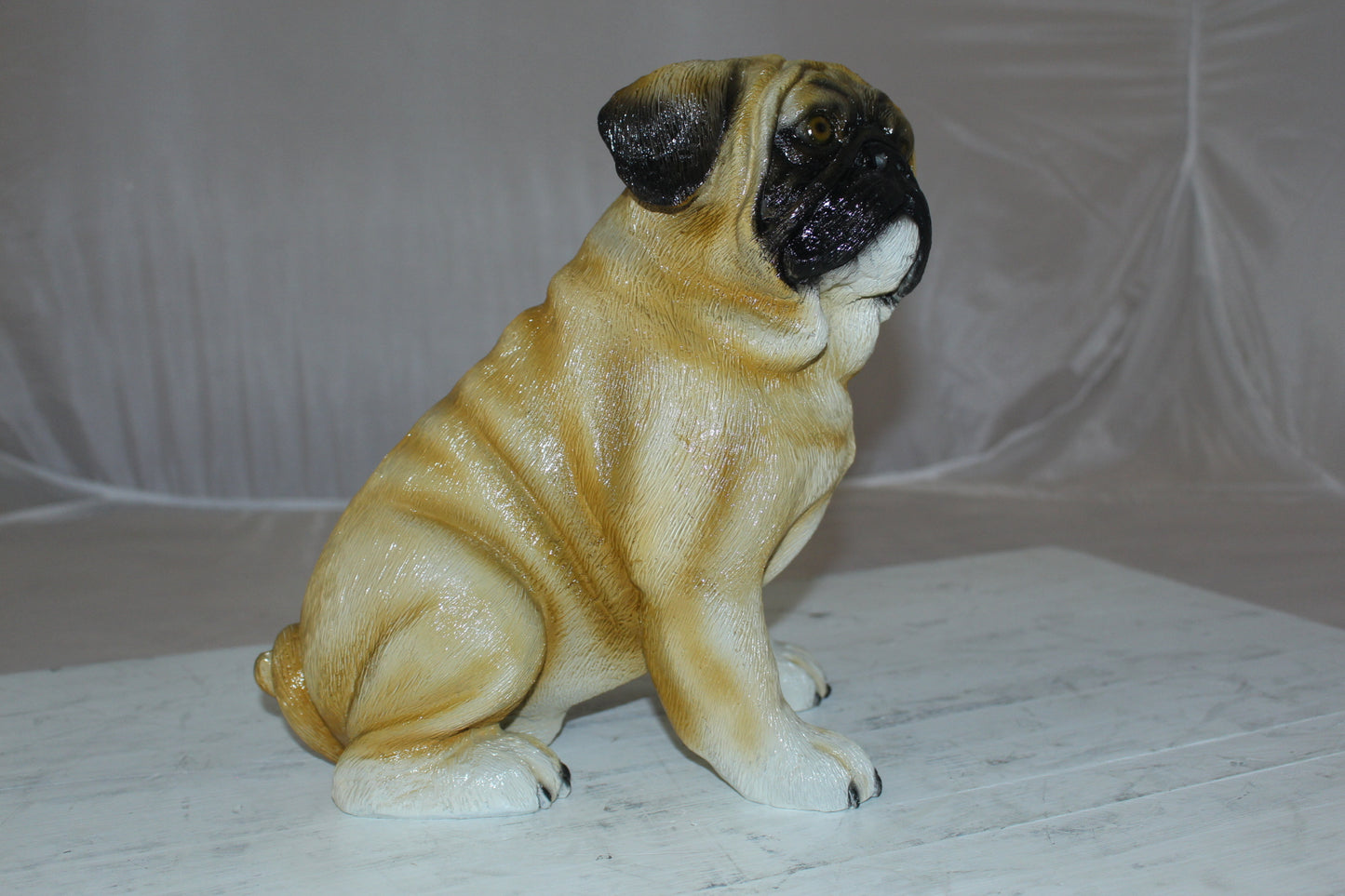 Pug Dog Bronze Statue -  Size: 12"L x 6"W x 11"H. 