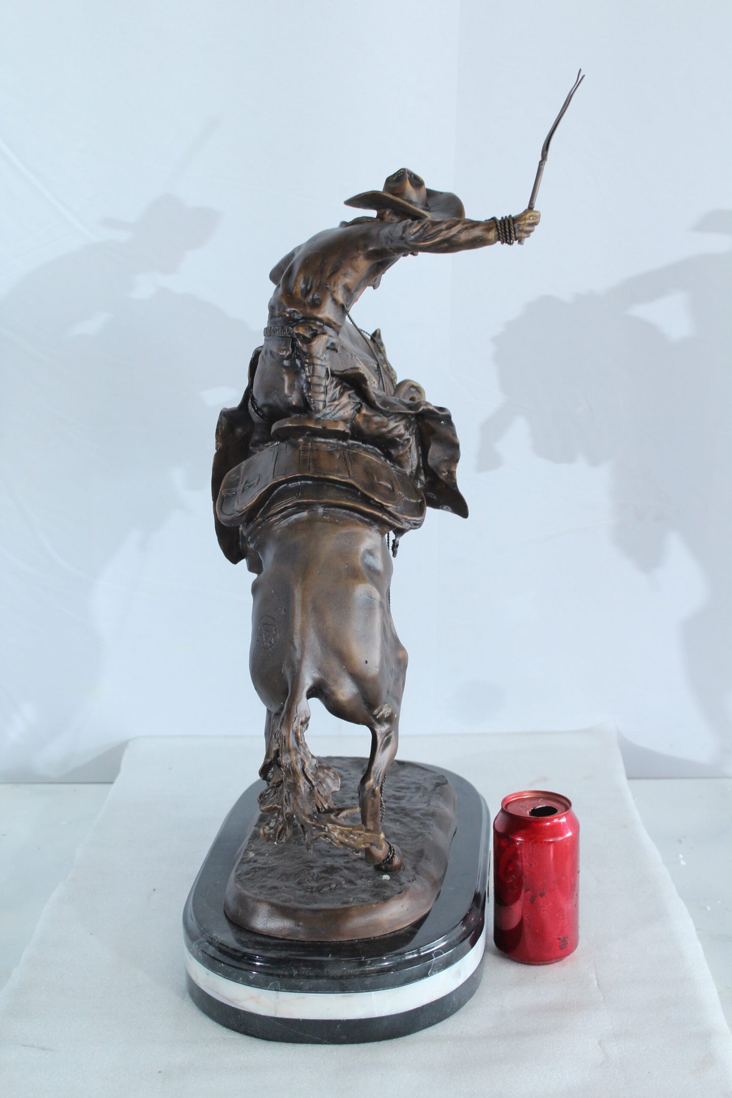 Nifao Bronze Bronco Buster Statue –Frederic Remington Replica Cowboy & Horse Sculpture, Wax Casting on Marble Base, Large Indoor/Outdoor Western Art Reproduction for Rustic Decor18 x 14" x 23"H