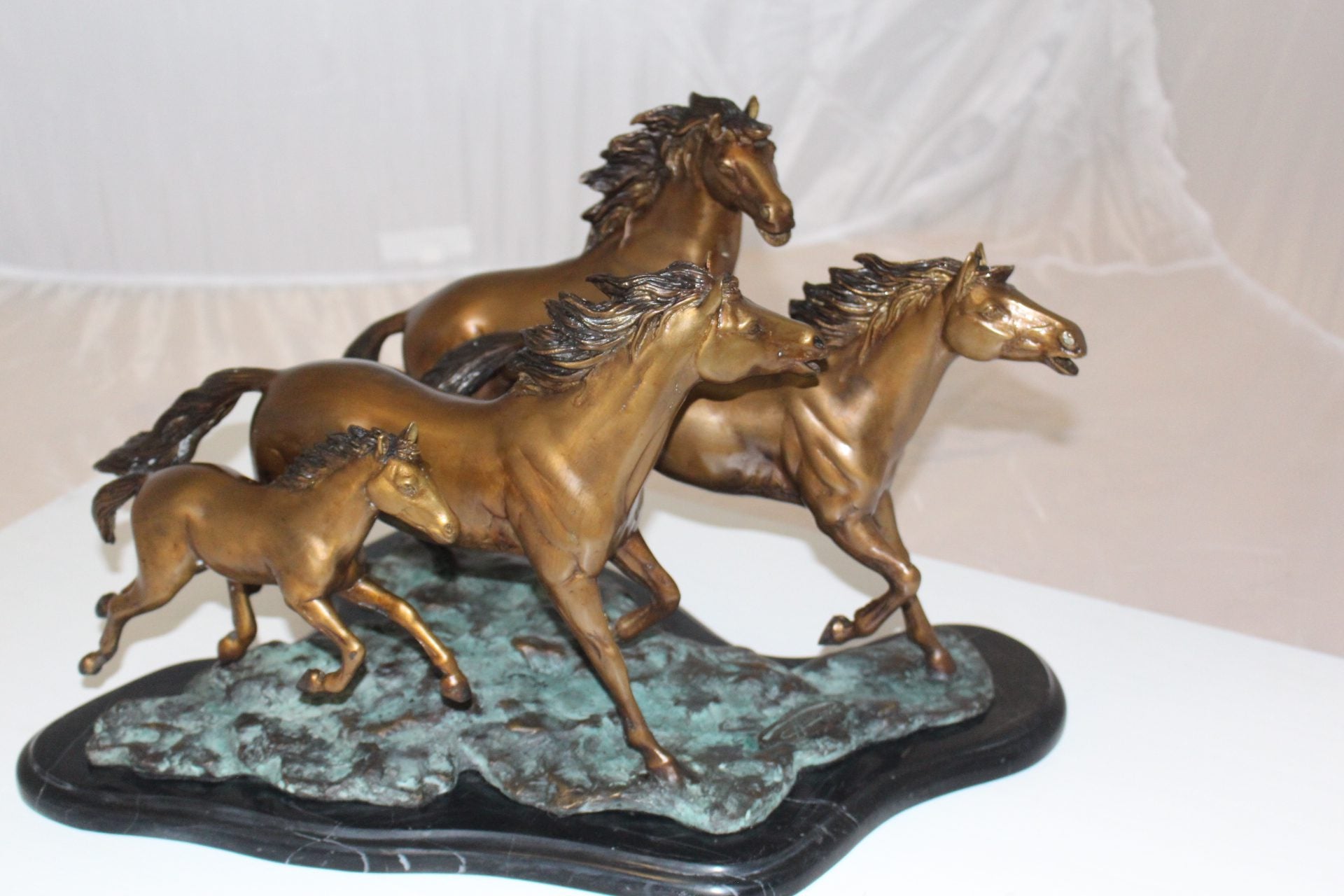 Four horses running Bronze Statue -  Size: 20"L x 14"W x 12"H. 