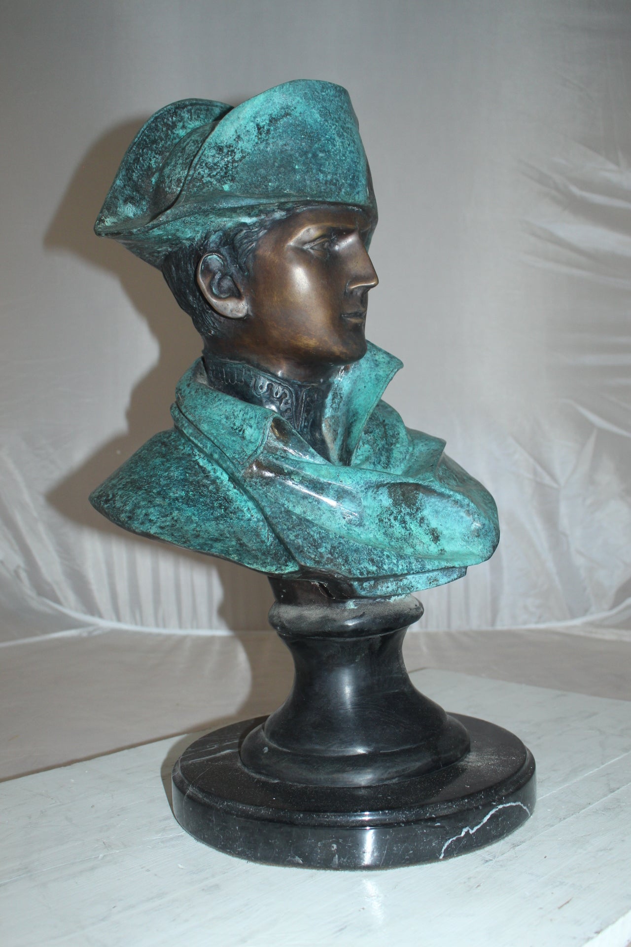 Napoleon Bust Bronze Statue -  Size: 14"L x 12"W x 24"H. 