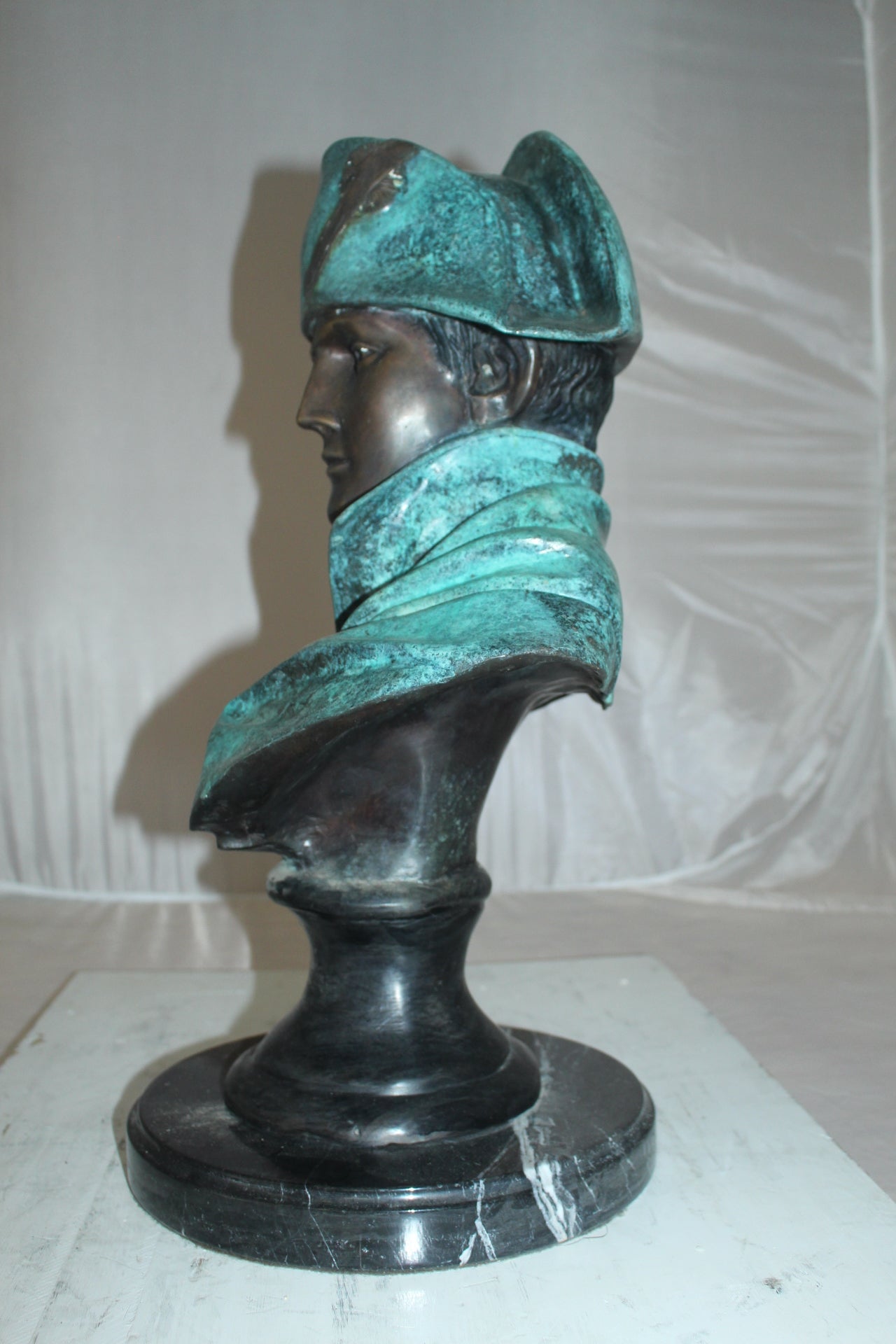 Napoleon Bust Bronze Statue -  Size: 14"L x 12"W x 24"H. 