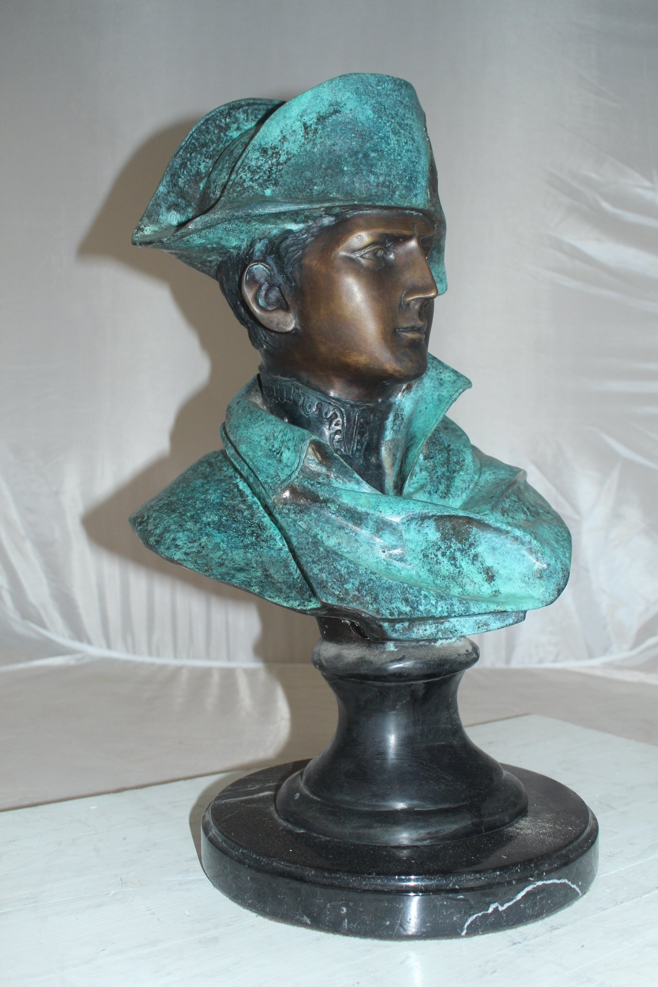 Napoleon Bust Bronze Statue -  Size: 14"L x 12"W x 24"H. 