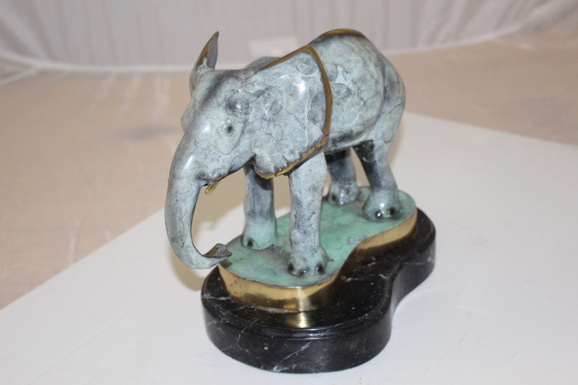 Elephant Bronze Statue -  Size: 11"L x 8"W x 10"H. 