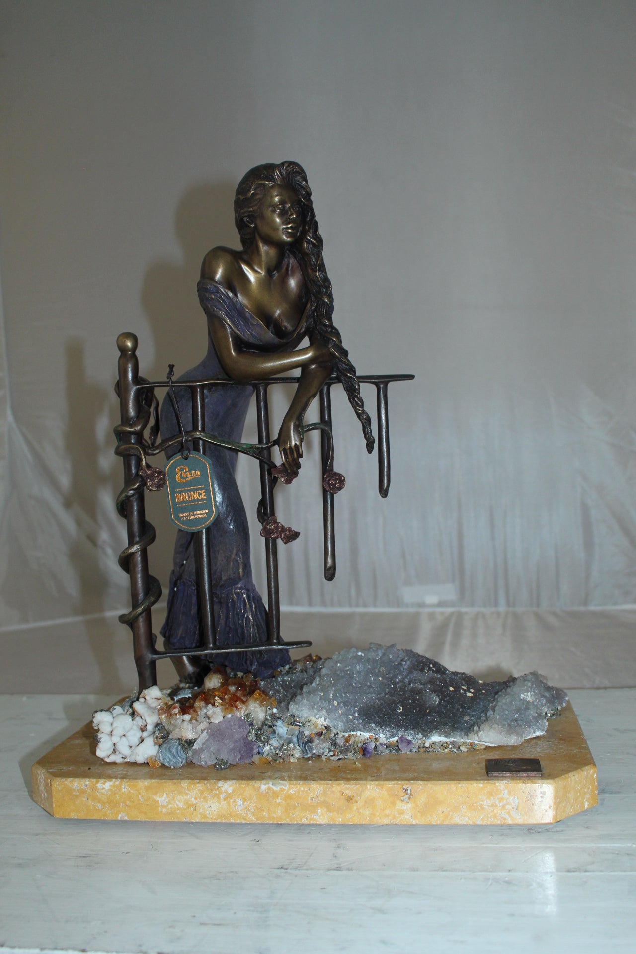 Judith Bronze Statue on Amethyst stone by Vidal -  Size: 16"L x 10"W x 18"H. 