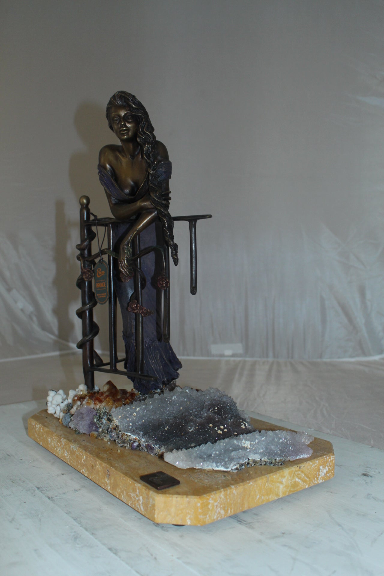 Judith Bronze Statue on Amethyst stone by Vidal -  Size: 16"L x 10"W x 18"H. 
