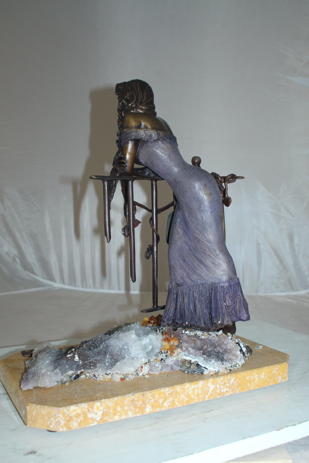 Judith Bronze Statue on Amethyst stone by Vidal -  Size: 16"L x 10"W x 18"H. 