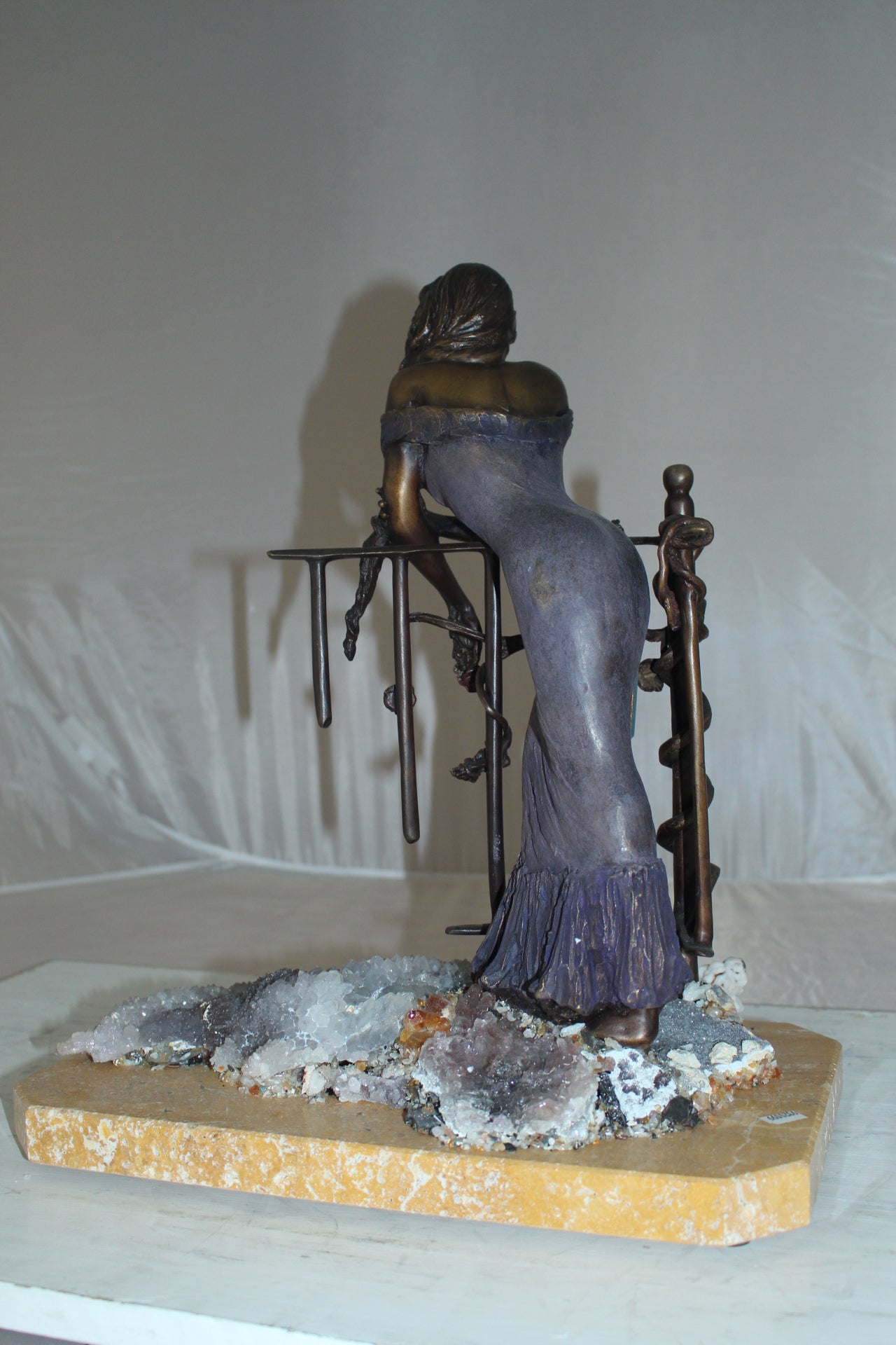 Judith Bronze Statue on Amethyst stone by Vidal -  Size: 16"L x 10"W x 18"H. 