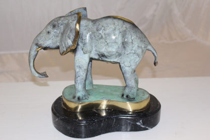 Elephant Bronze Statue -  Size: 11"L x 8"W x 10"H. 