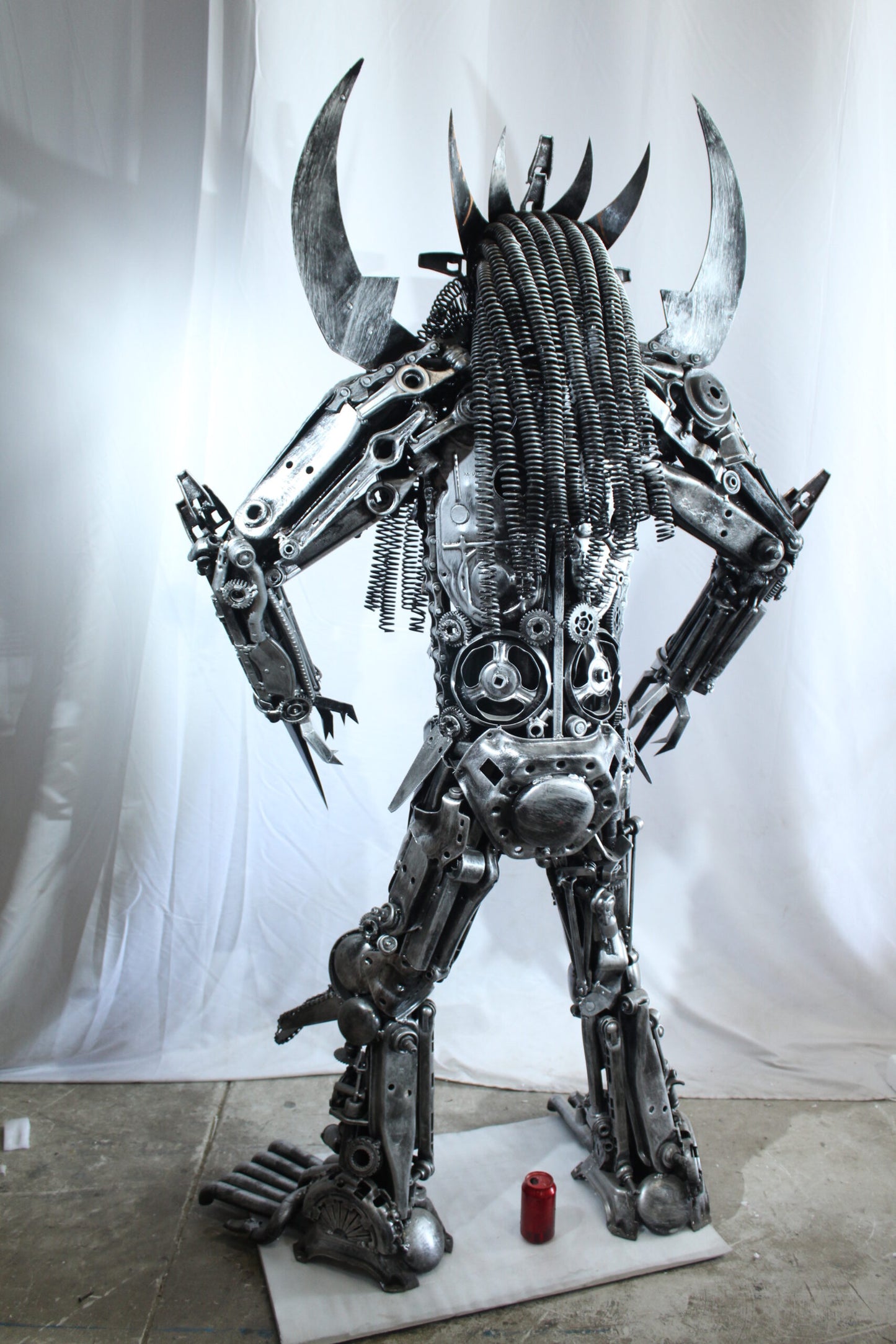Predator Inspired Statue Made of Recycled Metal Parts 47" x 24" x 81"H
