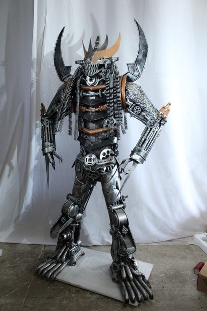 Predator Inspired Statue Made of Recycled Metal Parts 47" x 24" x 81"H