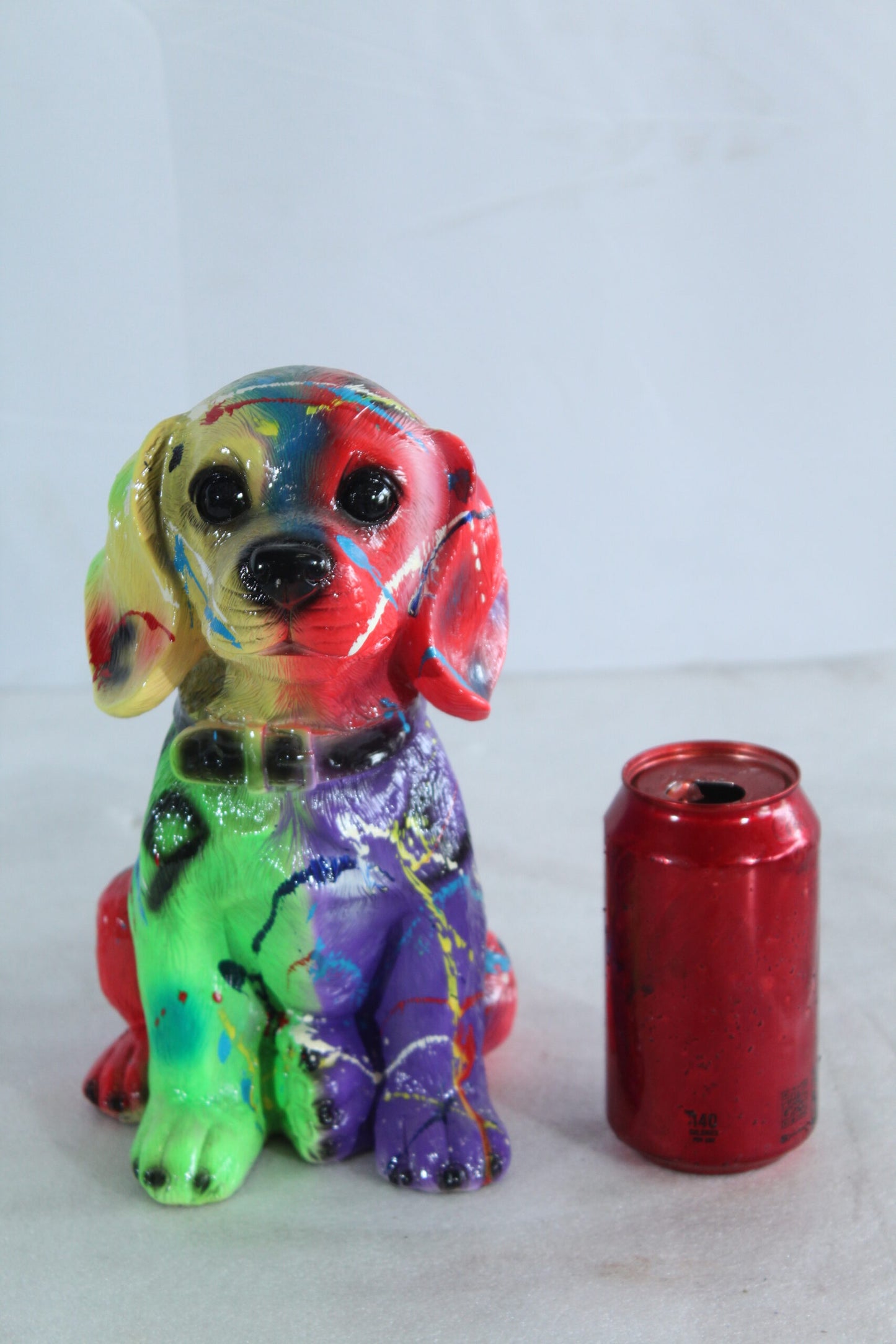 Multicolor Resin Puppy Statue Abstract Dog Decor 8" x 6" x 10"H