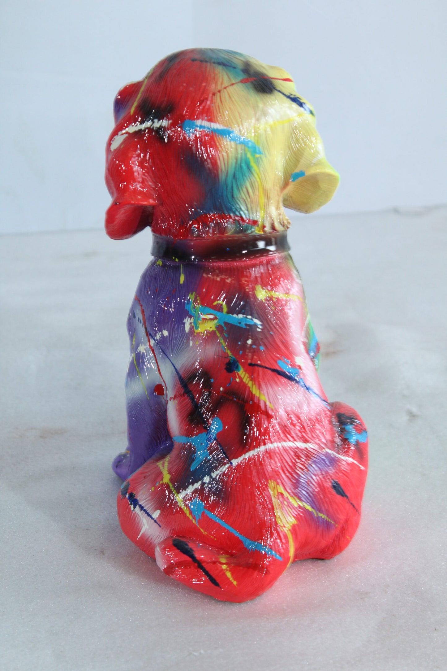 Multicolor Resin Puppy Statue Abstract Dog Decor 8" x 6" x 10"H