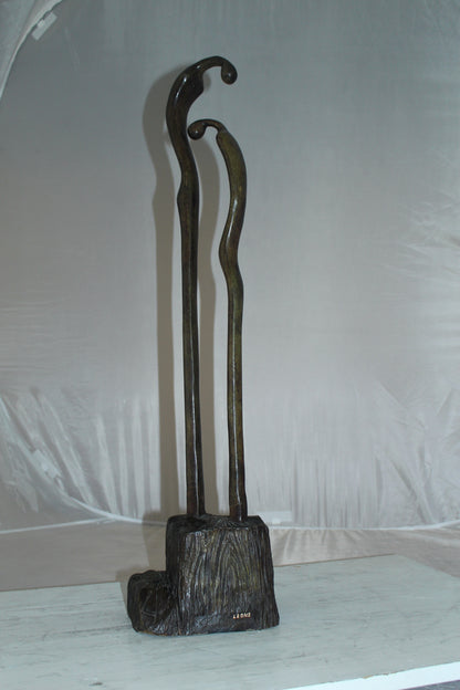 Male Female Abstract Bronze Statue -  Size: 6"L x 8"W x 31"H. 