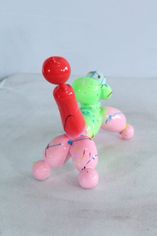 Color Splash Resin Balloon Dog Art Statue 8" x 4" x 7"H