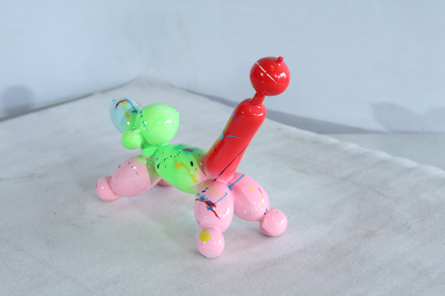 Color Splash Resin Balloon Dog Art Statue 8" x 4" x 7"H