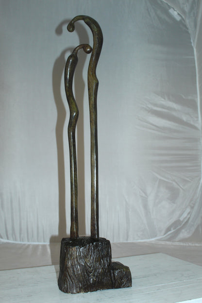 Male Female Abstract Bronze Statue -  Size: 6"L x 8"W x 31"H. 