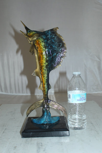 Single Sailfish Bronze Statue -  Size: 6"L x 6"W x 15"H. 