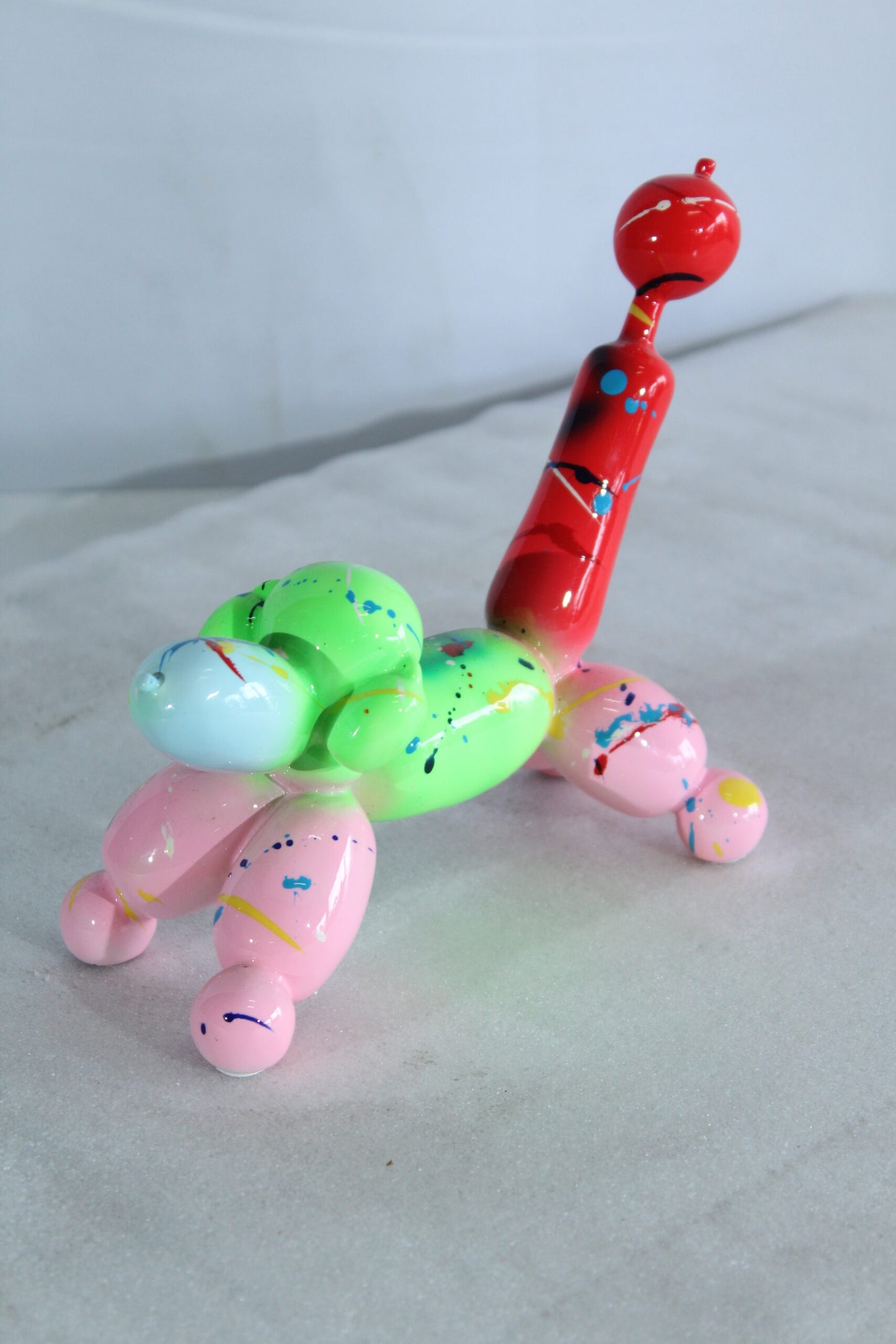 Color Splash Resin Balloon Dog Art Statue 8" x 4" x 7"H