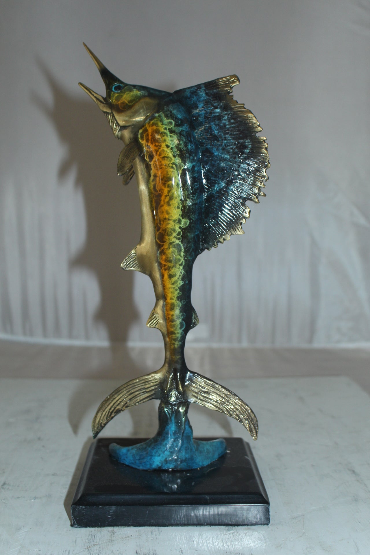 Single Sailfish Bronze Statue -  Size: 6"L x 6"W x 15"H. 