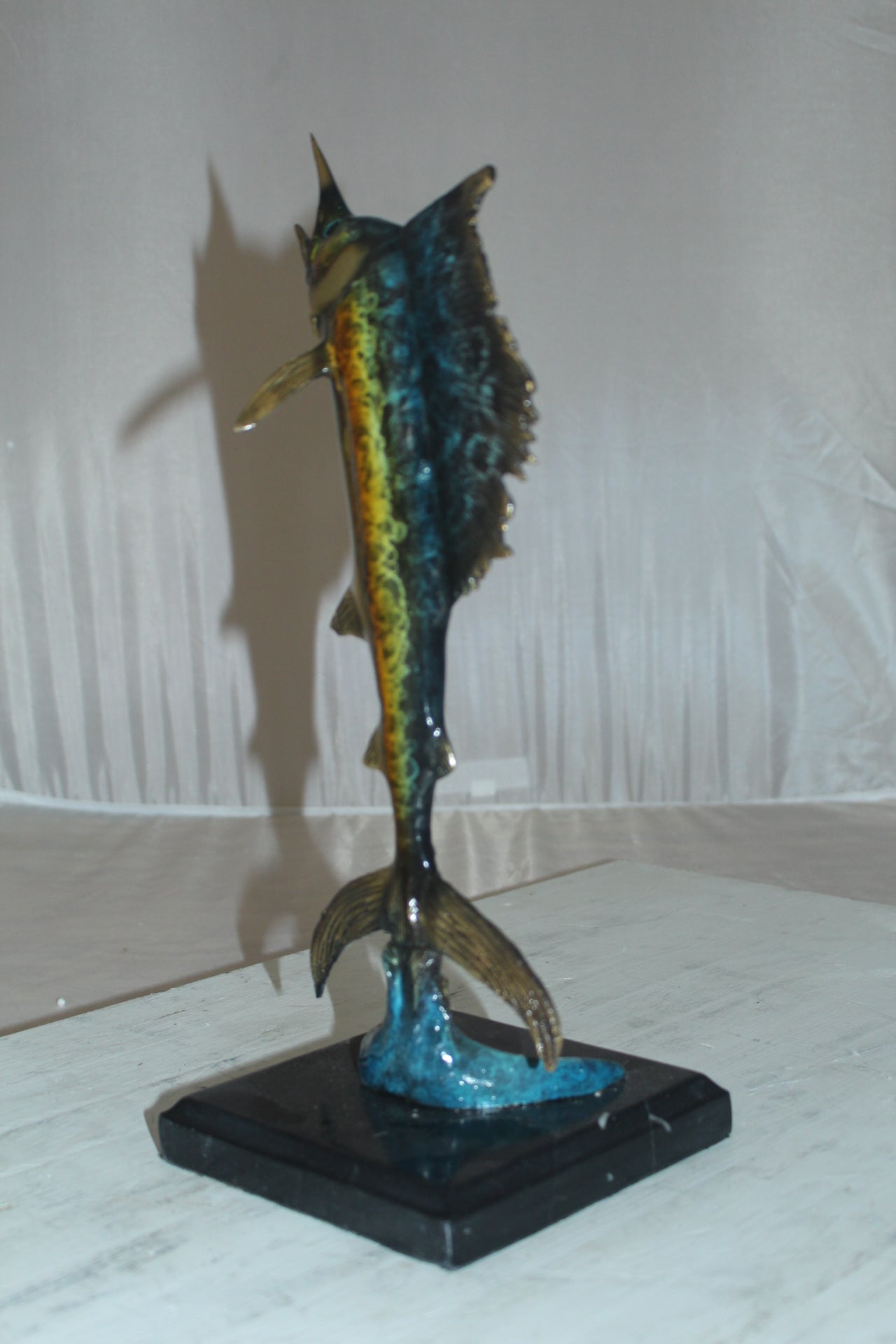 Single Sailfish Bronze Statue -  Size: 6"L x 6"W x 15"H. 