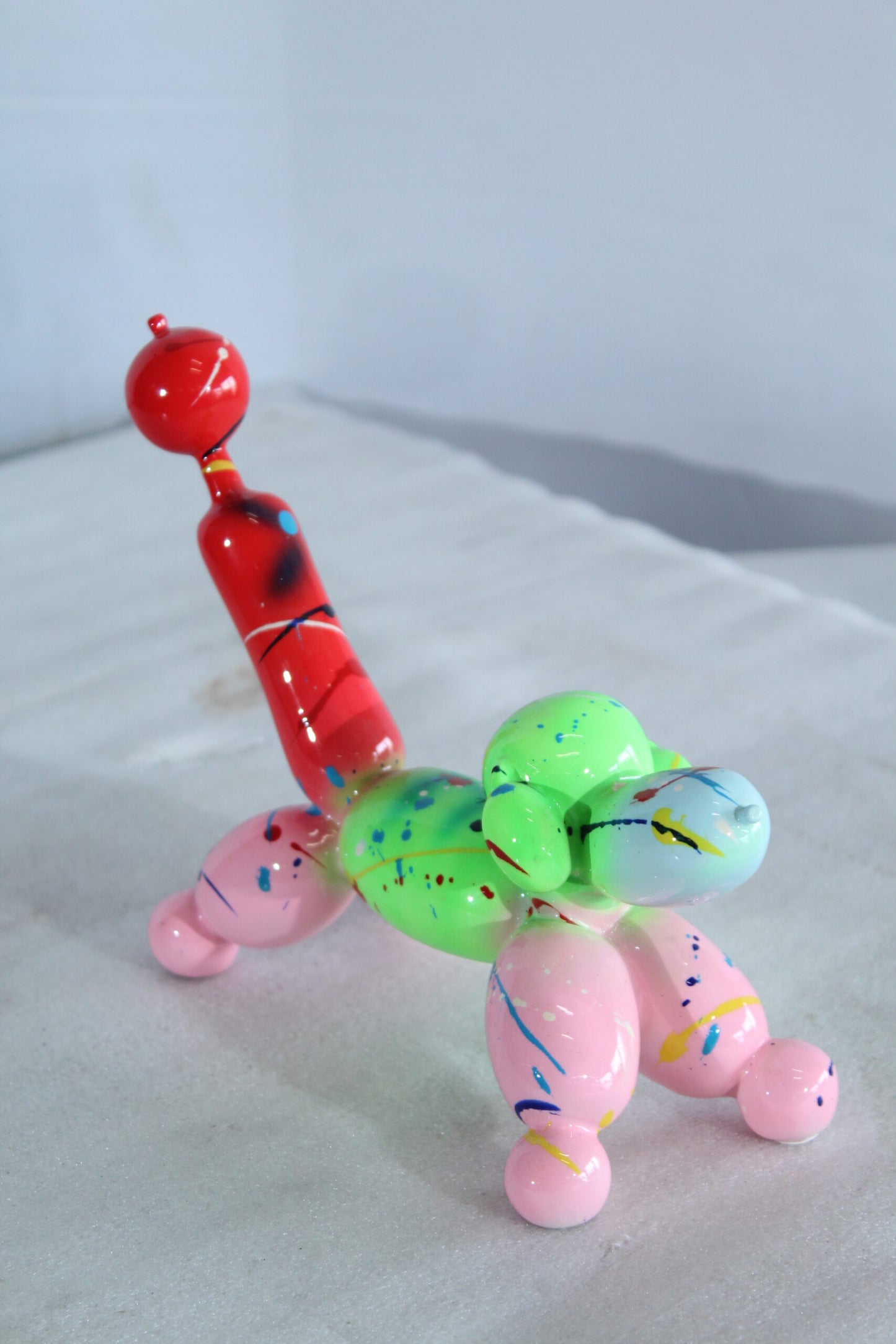Color Splash Resin Balloon Dog Art Statue 8" x 4" x 7"H