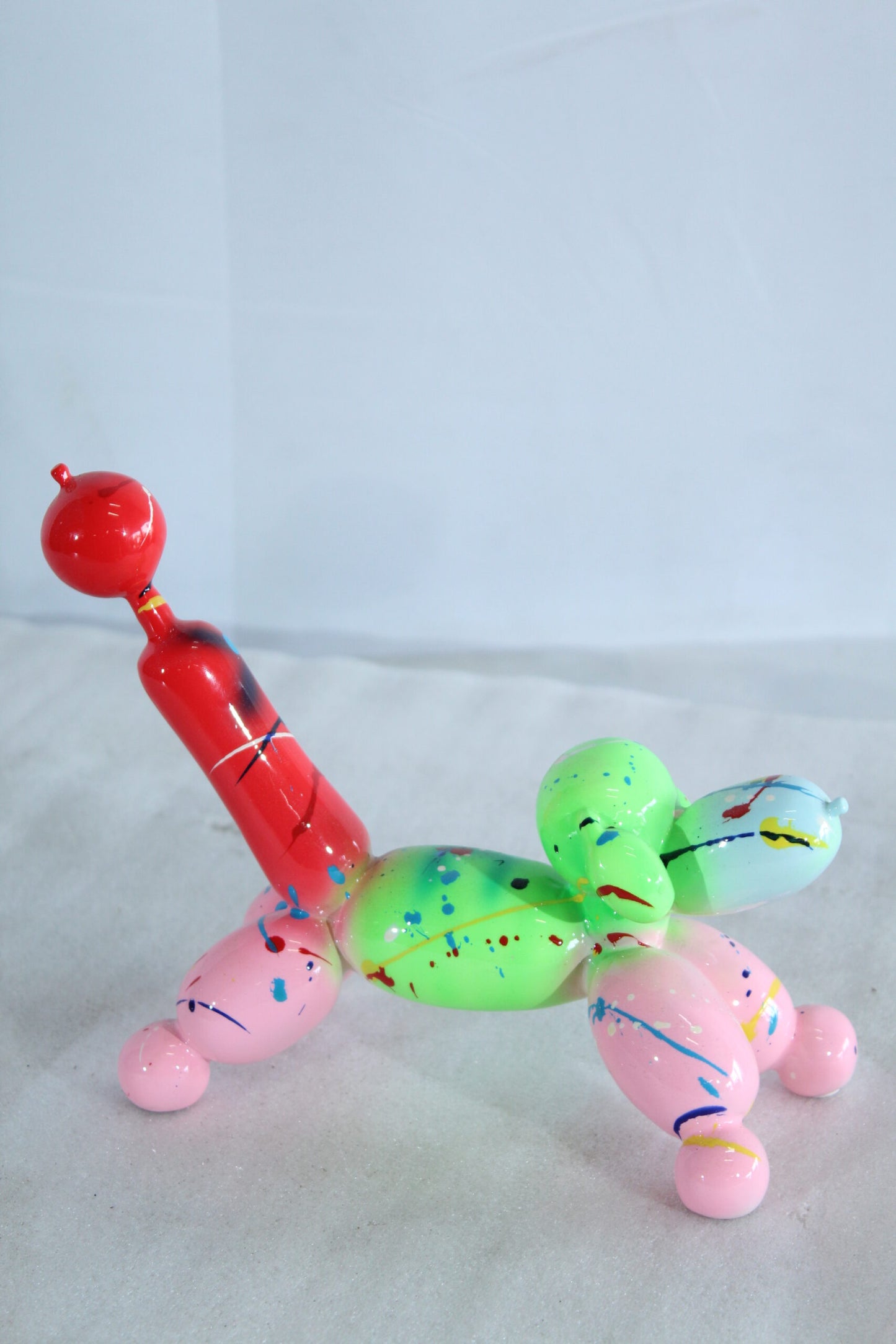 Color Splash Resin Balloon Dog Art Statue 8" x 4" x 7"H