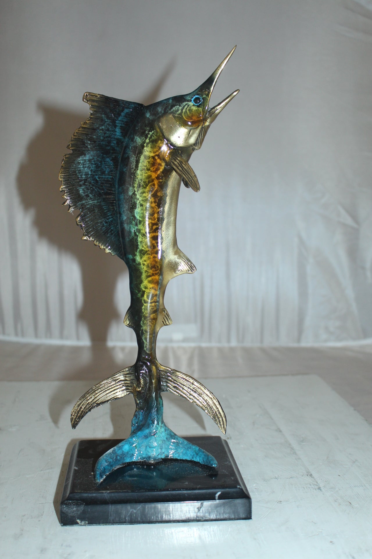 Single Sailfish Bronze Statue -  Size: 6"L x 6"W x 15"H. 
