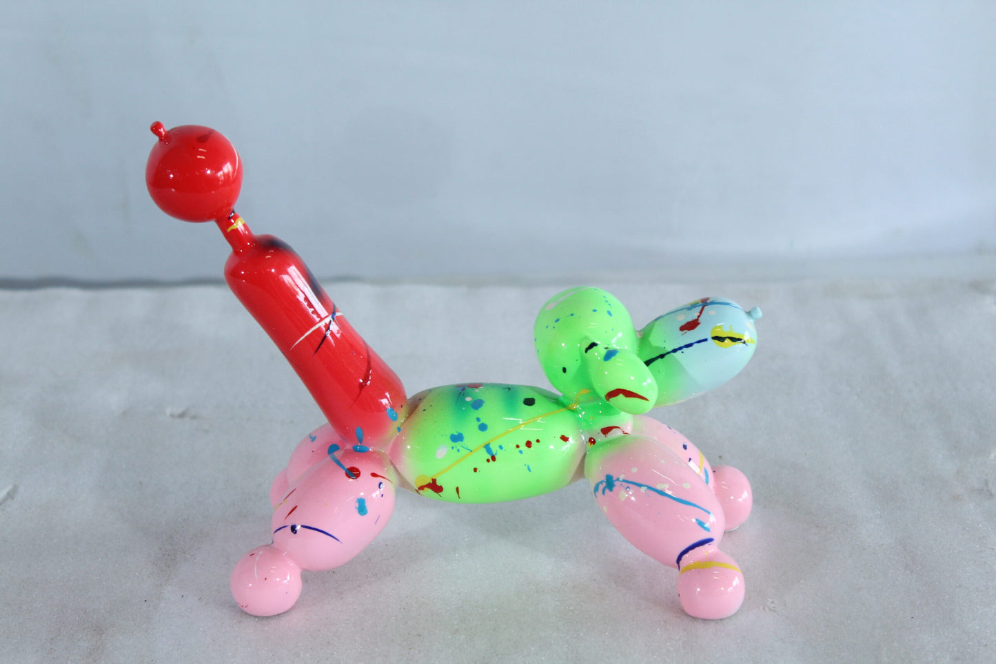 Color Splash Resin Balloon Dog Art Statue 8" x 4" x 7"H