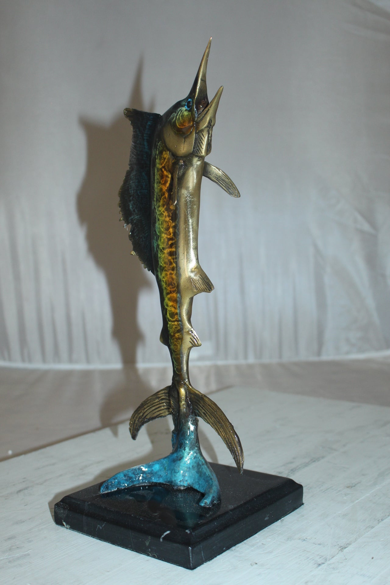 Single Sailfish Bronze Statue -  Size: 6"L x 6"W x 15"H. 