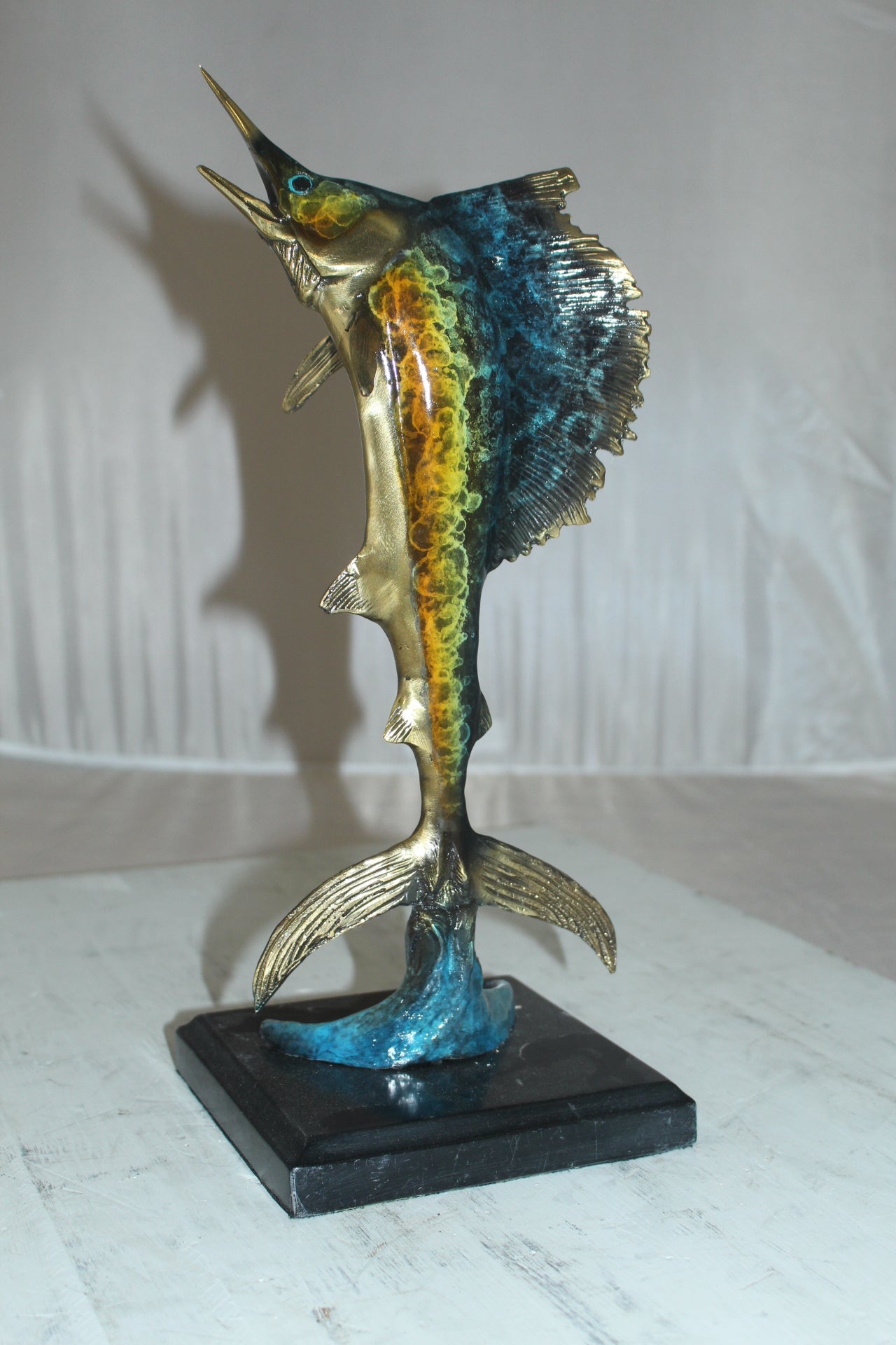 Single Sailfish Bronze Statue -  Size: 6"L x 6"W x 15"H. 