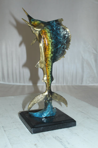 Single Sailfish Bronze Statue -  Size: 6"L x 6"W x 15"H. 
