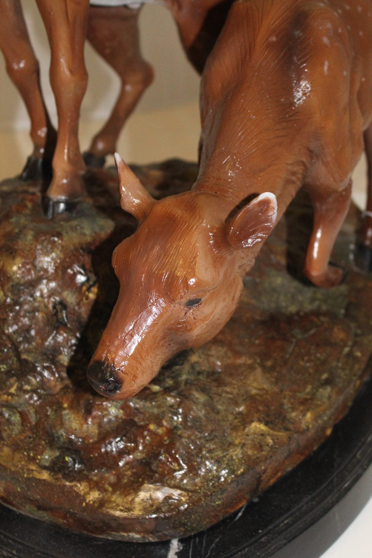 Two Deers Bronze Statue -  Size: 21"L x 13"W x 32"H. 