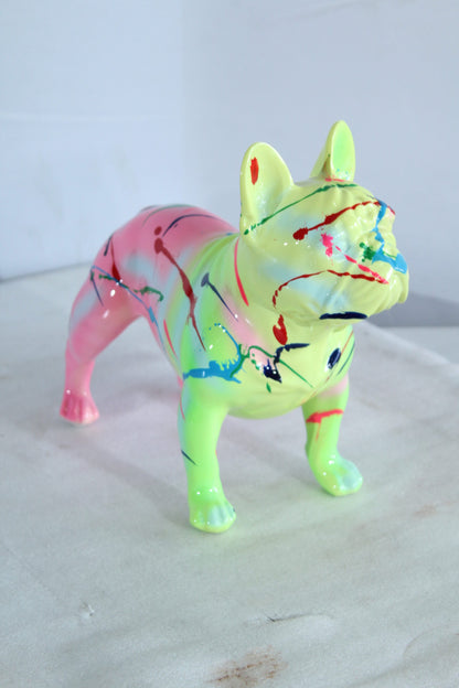 Color Splash Resin Bulldog Dog Statue Décor 15" x 7" x 14"H