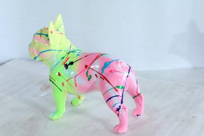 Color Splash Resin Bulldog Dog Statue Décor 15" x 7" x 14"H