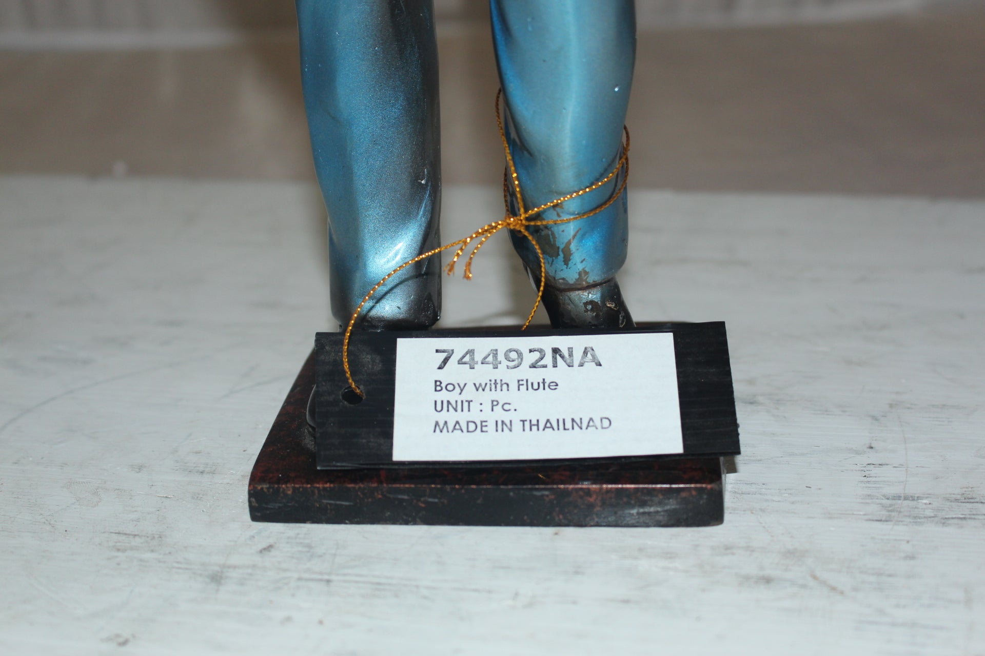 Boy Playing the Flute Bronze Statue -  Size: 5"L x 10"W x 19"H. 