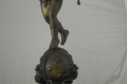 Angel on Earth Bronze Statue -  Size: 10"L x 13"W x 32"H. 