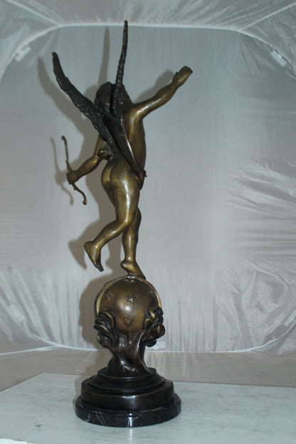 Angel on Earth Bronze Statue -  Size: 10"L x 13"W x 32"H. 