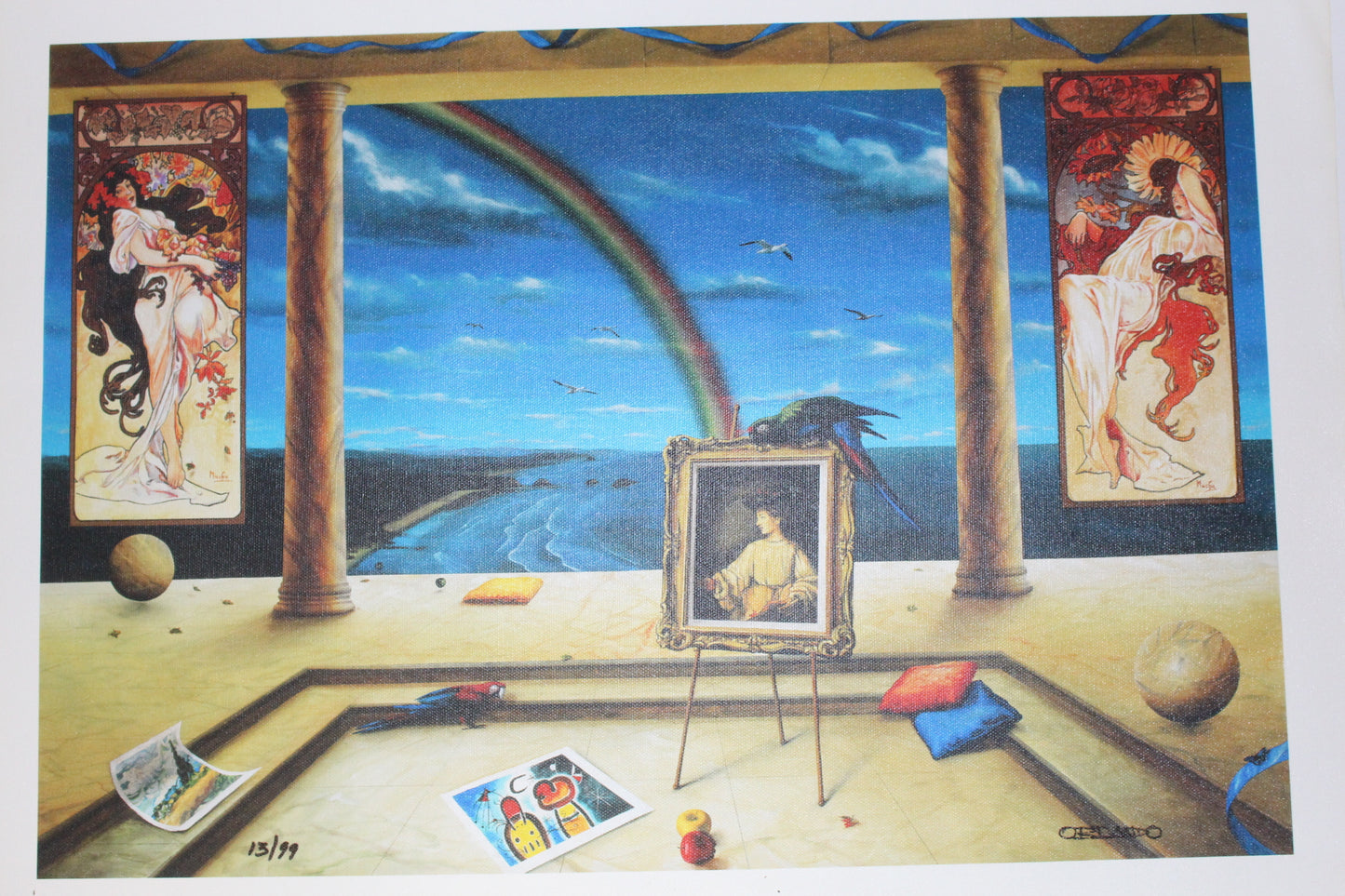 Orlando Quevedo Rainbow Sky Medium on Canvas Unstretched, 30"x21"