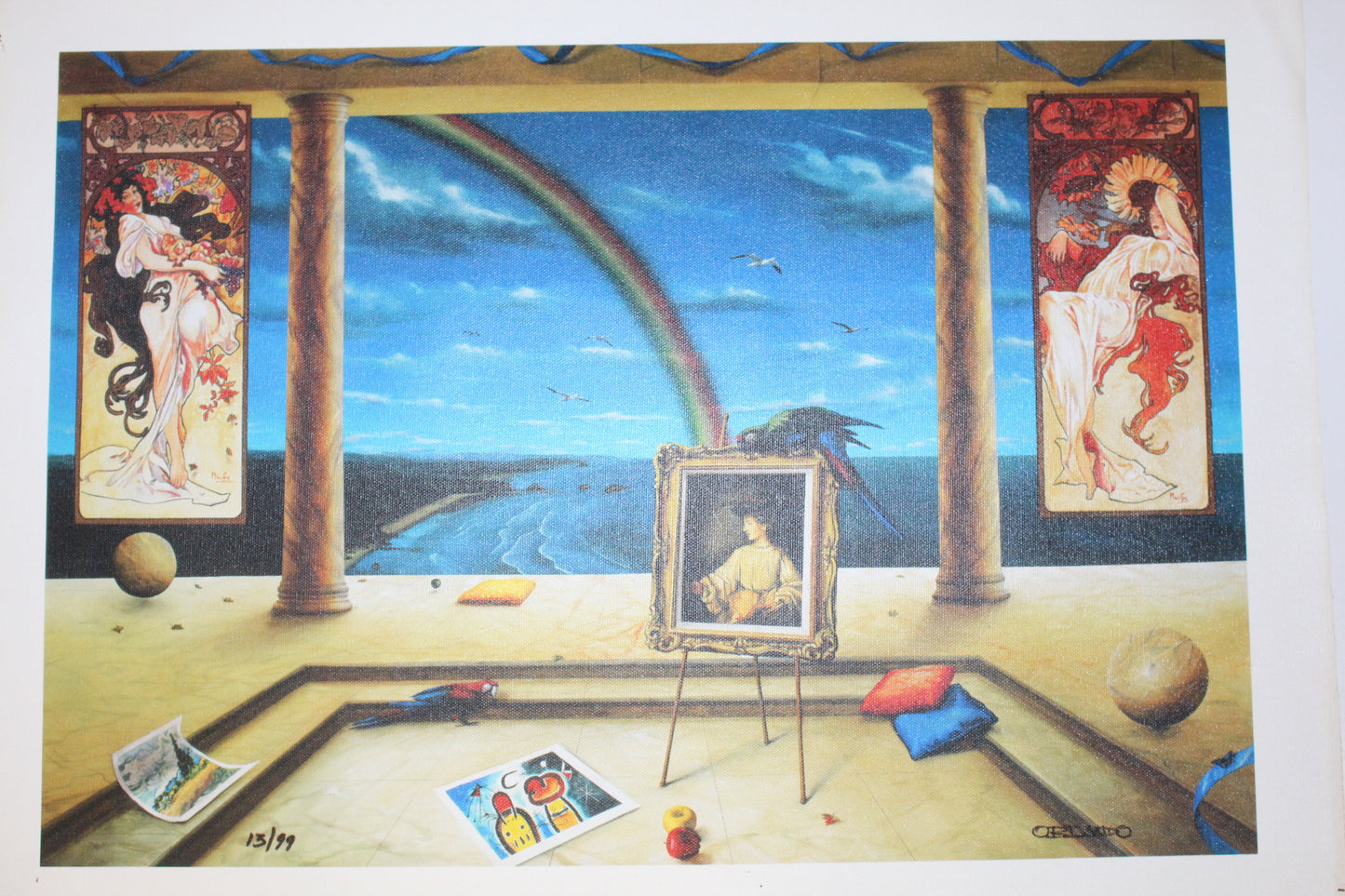 Orlando Quevedo Rainbow Sky Medium on Canvas Unstretched, 30"x21"
