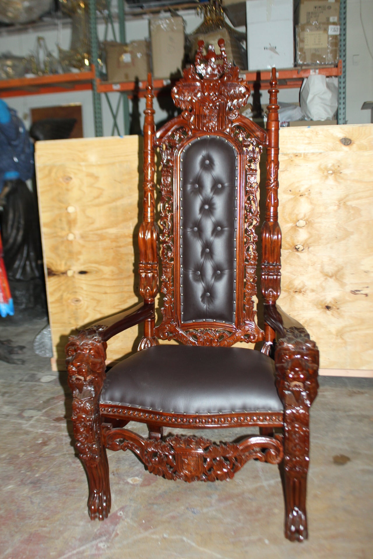Brown Lion Chair -  Size: 70"L x 36"W x 26"H. 